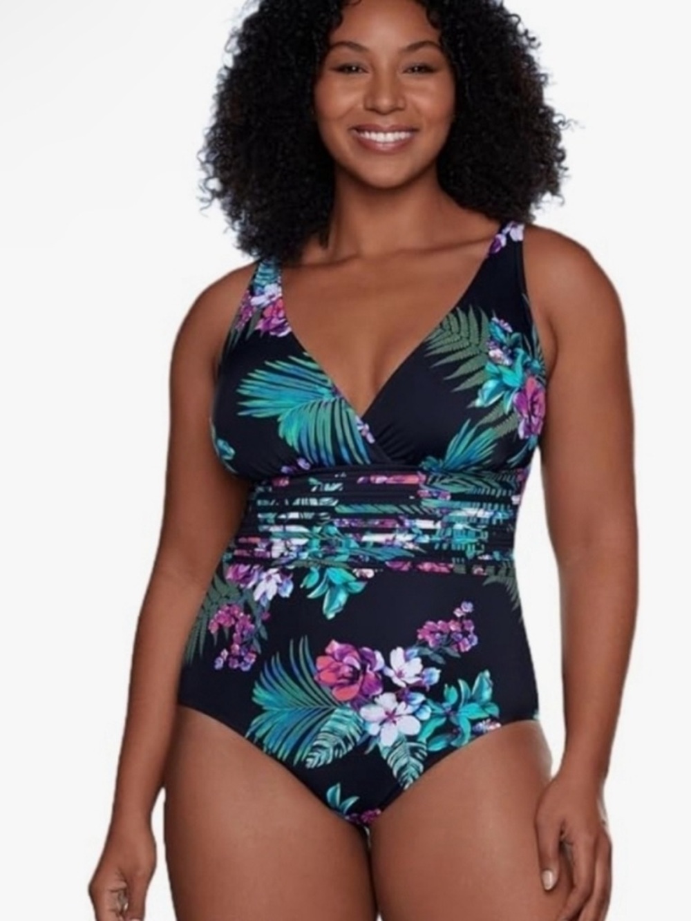 Aqua Green Women's UPF 50
Waist Detail Over The Shoulder
One Piece Swimsuit M